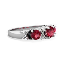 Garnet Hugs And Kisses 14K White Gold ring R5016