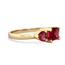 Lab Ruby Three Stone 14K Yellow Gold ring R5235