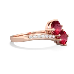 Lab Ruby Channel Set Two Stone 14K Rose Gold ring R5303