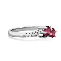 Lab Ruby Infinity Pave Two Stone 14K White Gold ring R5285