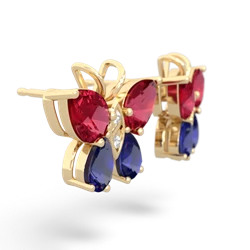 Lab Ruby Butterfly 14K Yellow Gold earrings E2215