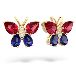 Lab Ruby Butterfly 14K Yellow Gold earrings E2215