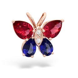 Lab Ruby Butterfly 14K Rose Gold pendant P2215