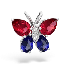 Lab Ruby Butterfly 14K White Gold pendant P2215