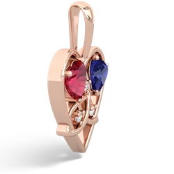 Lab Ruby Celtic Trinity Heart 14K Rose Gold pendant P5331