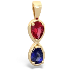 Lab Ruby Infinity 14K Yellow Gold pendant P5050