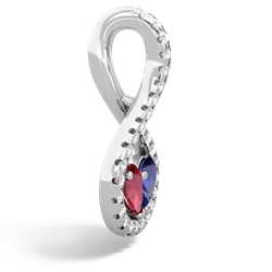 Lab Ruby Pave Twist 'One Heart' 14K White Gold pendant P5360