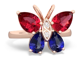 Lab Ruby Butterfly 14K Rose Gold ring R2215