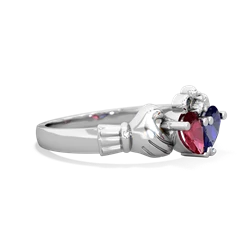 Lab Ruby 'Our Heart' Claddagh 14K White Gold ring R2388