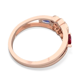 Lab Ruby Hearts Intertwined 14K Rose Gold ring R5880