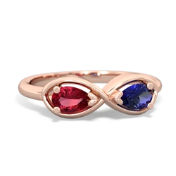 Lab Ruby Infinity 14K Rose Gold ring R5050