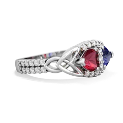 Lab Ruby Sparkling Celtic Knot 14K White Gold ring R2645