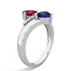 Lab Ruby Heart To Heart 14K White Gold ring R2064