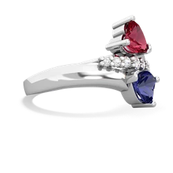 Lab Ruby Heart To Heart 14K White Gold ring R2064