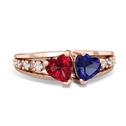 Lab Ruby Heart To Heart 14K Rose Gold ring R3342