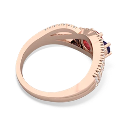 Lab Ruby Three Stone Aurora 14K Rose Gold ring R3080