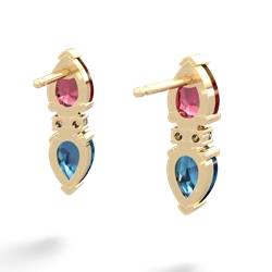 Lab Ruby Bowtie Drop 14K Yellow Gold earrings E0865