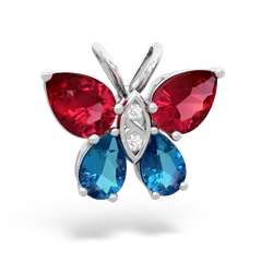 Lab Ruby Butterfly 14K White Gold pendant P2215