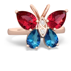 Lab Ruby Butterfly 14K Rose Gold ring R2215