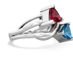 Lab Ruby Split Band Swirl 14K White Gold ring R2341