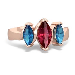 Lab Ruby Three Peeks 14K Rose Gold ring R2433