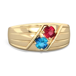 Lab Ruby Men's Streamline 14K Yellow Gold ring R0460