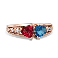 Lab Ruby Heart To Heart 14K Rose Gold ring R3342