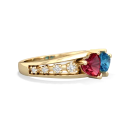 Lab Ruby Heart To Heart 14K Yellow Gold ring R3342