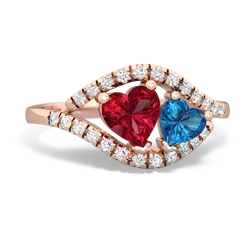 Lab Ruby Mother And Child 14K Rose Gold ring R3010