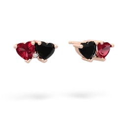 Lab Ruby Sweethearts 14K Rose Gold earrings E5260