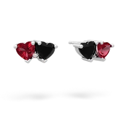 Lab Ruby Sweethearts 14K White Gold earrings E5260