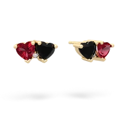 Lab Ruby Sweethearts 14K Yellow Gold earrings E5260