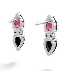 Lab Ruby Bowtie Drop 14K White Gold earrings E0865