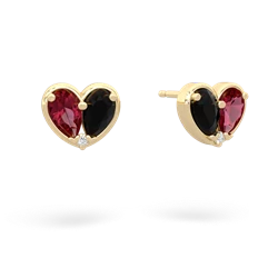 Lab Ruby 'Our Heart' 14K Yellow Gold earrings E5072