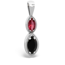 Lab Ruby Antique-Style Halo 14K White Gold pendant P5700