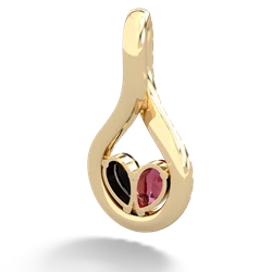 Lab Ruby Pave Twist 'One Heart' 14K Yellow Gold pendant P5360