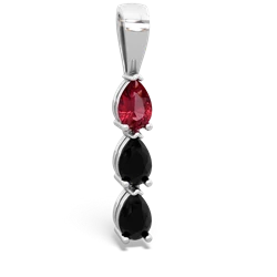 Lab Ruby Dew Drops 14K White Gold pendant P2251