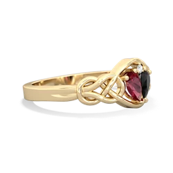 Lab Ruby Celtic Love Knot 14K Yellow Gold ring R5420