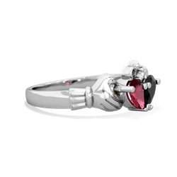 Lab Ruby 'Our Heart' Claddagh 14K White Gold ring R2388