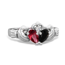 Lab Ruby 'Our Heart' Claddagh 14K White Gold ring R2388