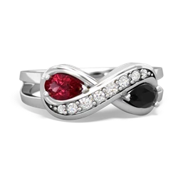 Lab Ruby Diamond Infinity 14K White Gold ring R5390