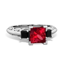 Lab Ruby Eternal Embrace Engagement 14K White Gold ring C2001