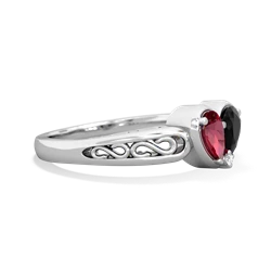 Lab Ruby Filligree 'One Heart' 14K White Gold ring R5070