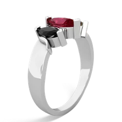 Lab Ruby Three Peeks 14K White Gold ring R2433