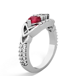 Lab Ruby Sparkling Celtic Knot 14K White Gold ring R2645