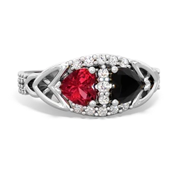 Lab Ruby Sparkling Celtic Knot 14K White Gold ring R2645