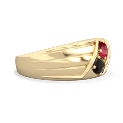 Lab Ruby Men's Streamline 14K Yellow Gold ring R0460