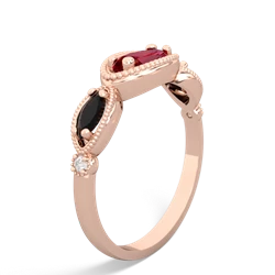 Lab Ruby Milgrain Marquise 14K Rose Gold ring R5700