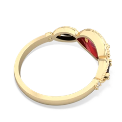 Lab Ruby Milgrain Marquise 14K Yellow Gold ring R5700