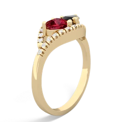 Lab Ruby Mother And Child 14K Yellow Gold ring R3010